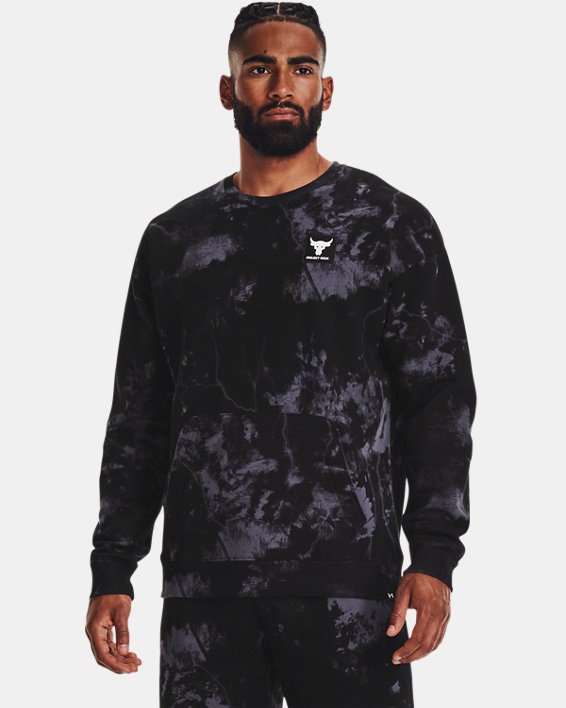 เสื้อคอกลม Project Rock Rival Fleece Disrupt Printed สำหรับผู้ชาย in Black image number 0